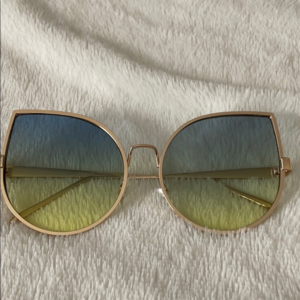 Blue and Yellow, Gold Frame Sunnies